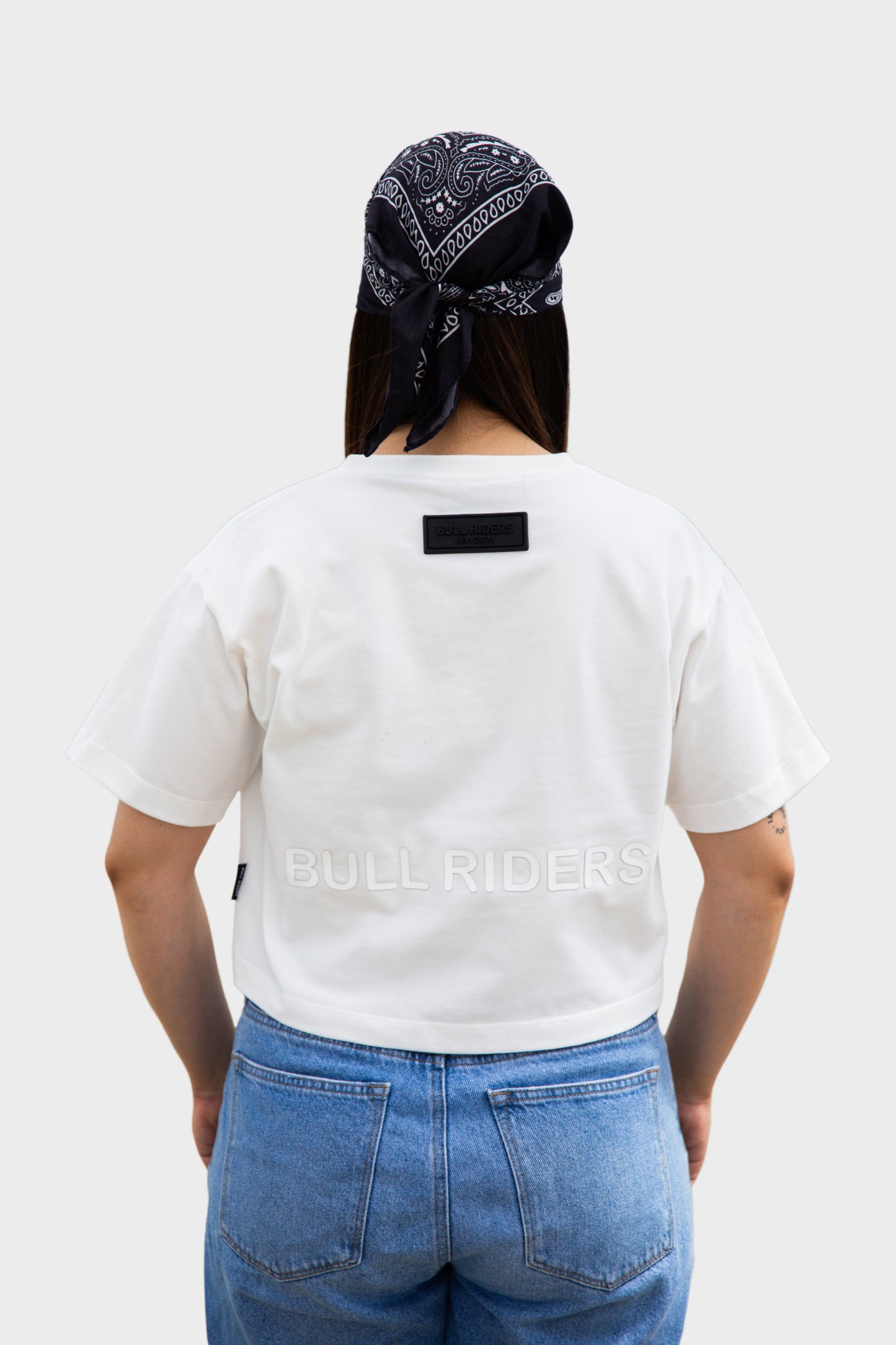 Croptop Classic cream estampado blanco