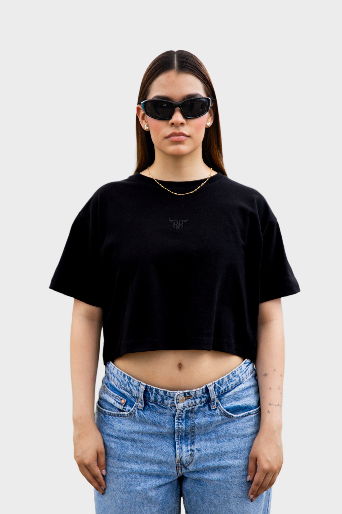 Croptop classic Black estampado negro
